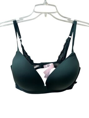 Victoria's Secret Padded No-wire Bra 36D Green Satin Push-Up